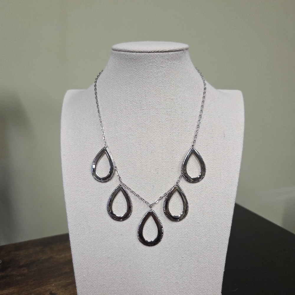 BOGO💖Fragments Silvertone Teardrop Necklace